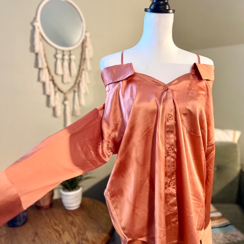 Off The Shoulder Button Up Blouse - image 4